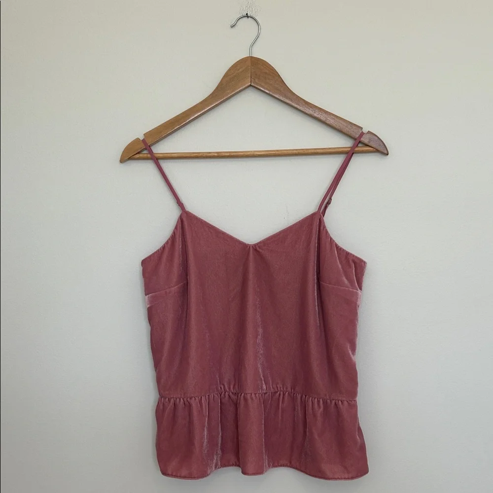 J.Crew Pink Velvet‎ Spaghetti Strap Top Size 2 NWT